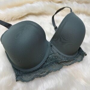 Aerie Gray Lace Trim Bra